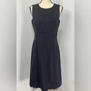 Brooks Brothers Navy Wool Blend Sleeveless Pinstripe Sheath Dress.  Sz 6